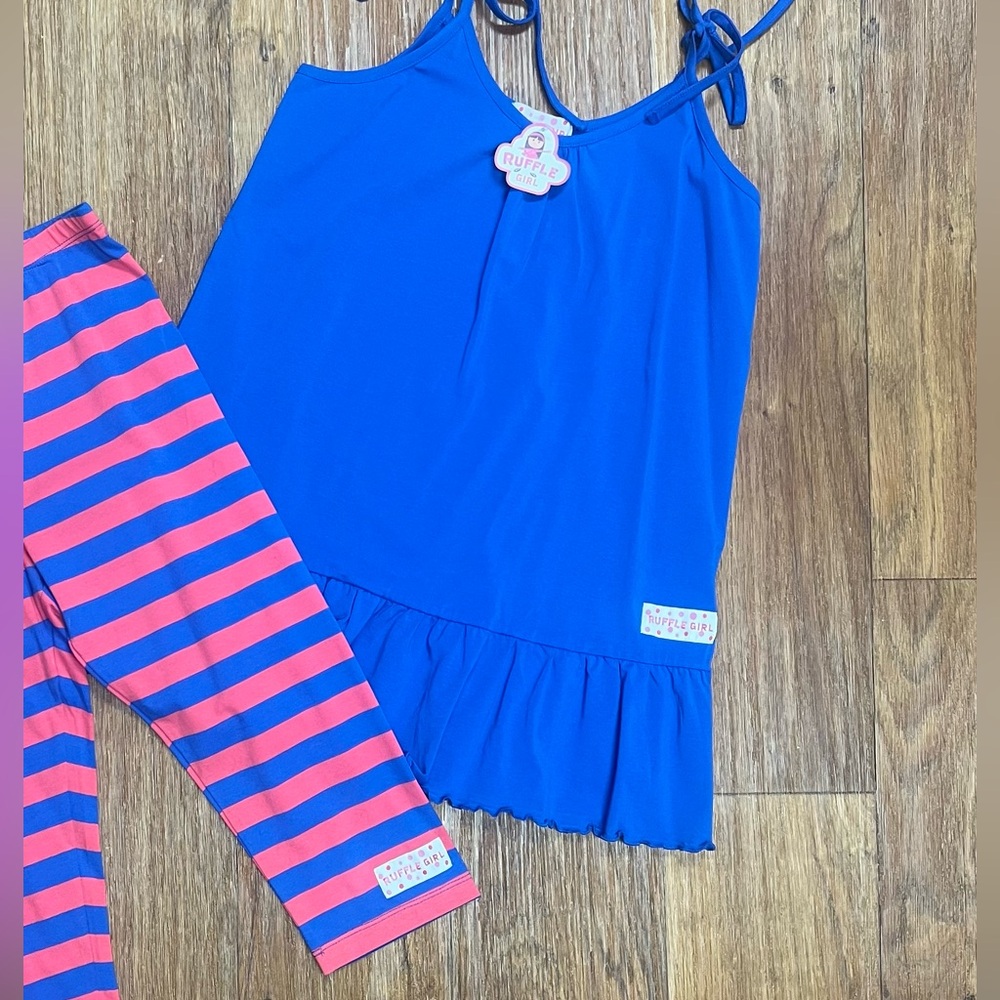 Ruffle Girl 2 Pc Knit Capri Set Girls Sz 14 - Picture 9 of 9